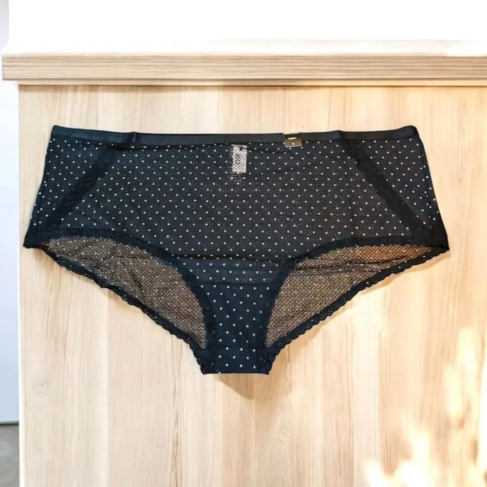 Torrid 6‎ (6X 30) Sexy Black Dot Mesh Sheer Mid Rise Cheeky Panty Panties New